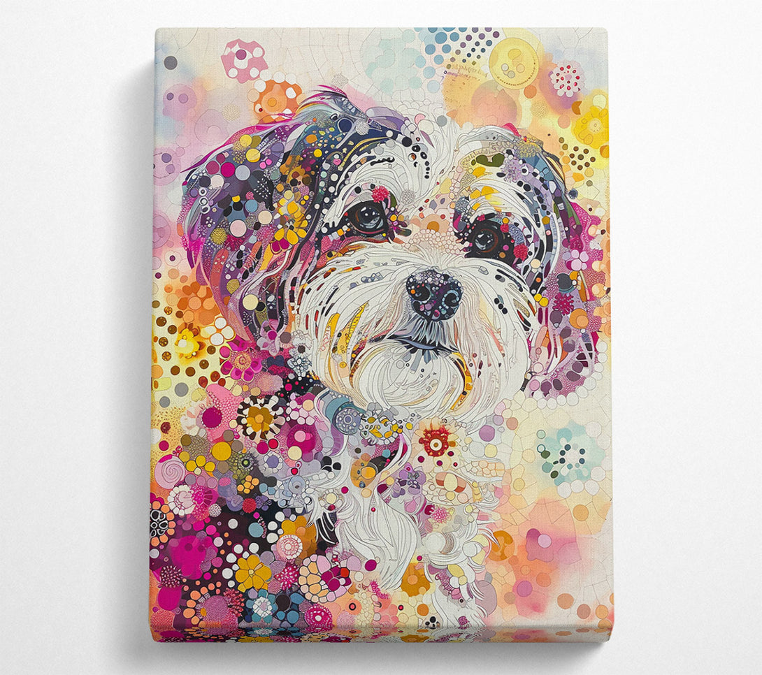  A Canvas Print of Pink Floral Pup Canvas Art