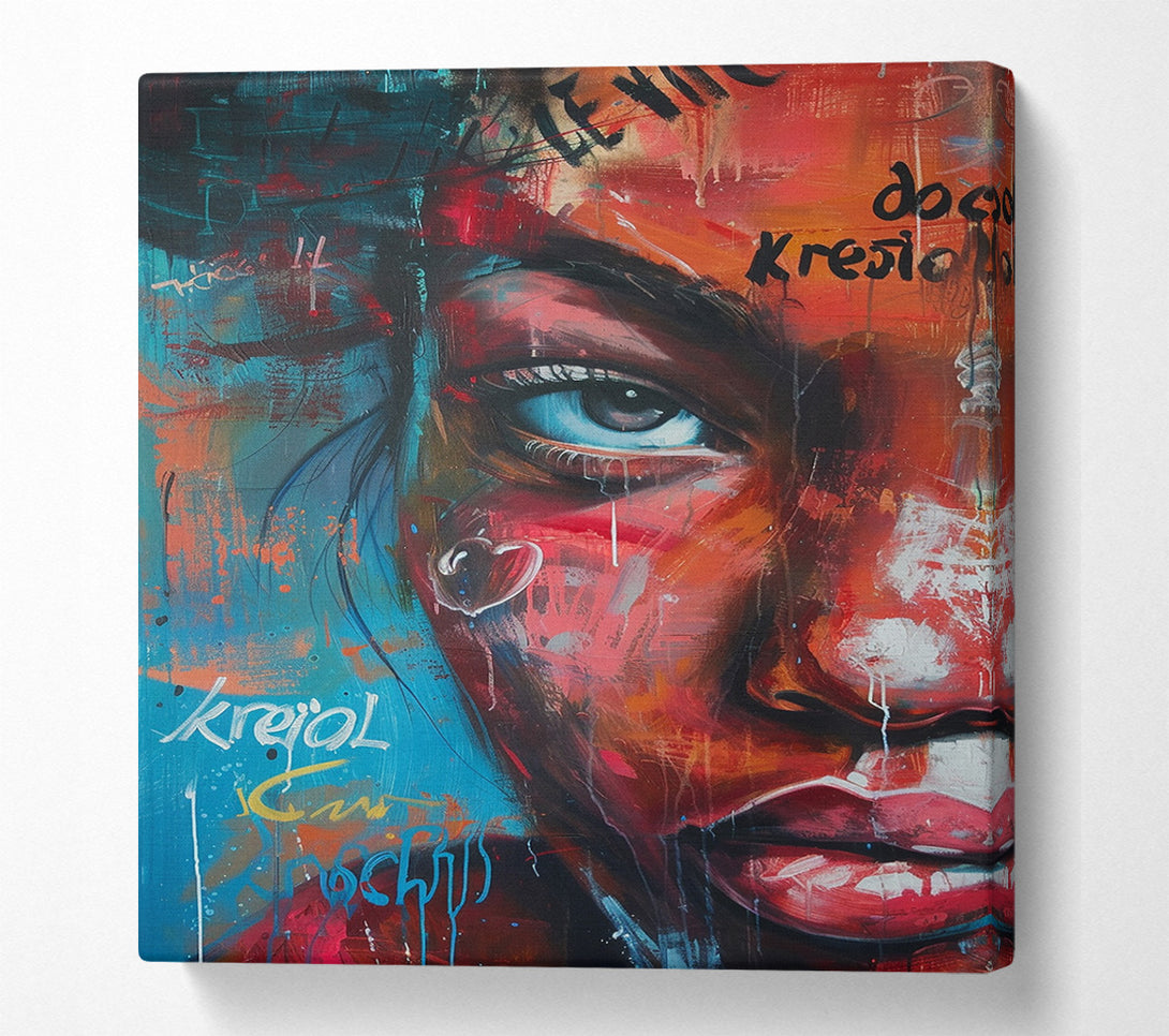  A Canvas Print of Close Up Face Urban Canvas Print