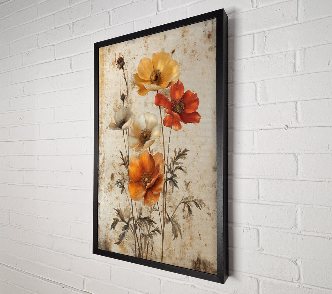  A Canvas Print of Golden Floral Bloom Canvas Wall Art