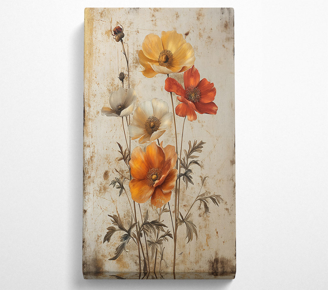  A Canvas Print of Golden Floral Bloom Canvas Wall Art