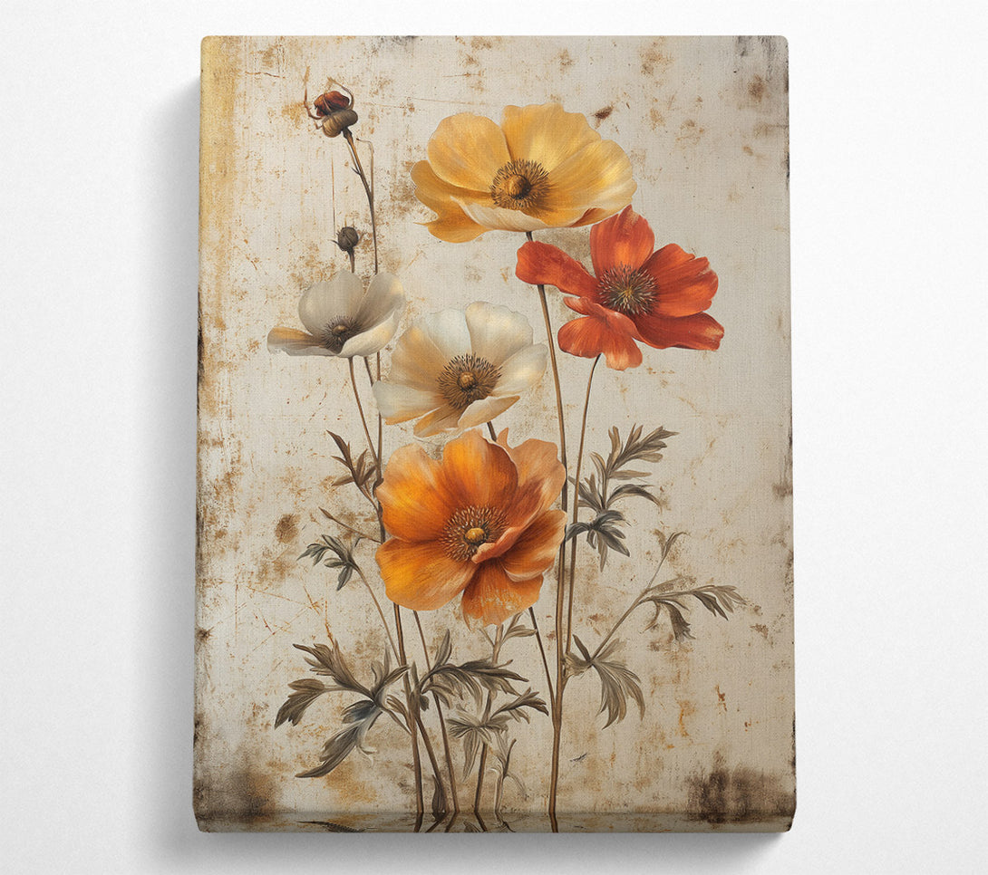  A Canvas Print of Golden Floral Bloom Canvas Wall Art