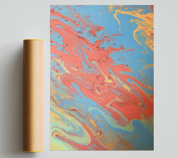 Coral Swirls And Blues Poster