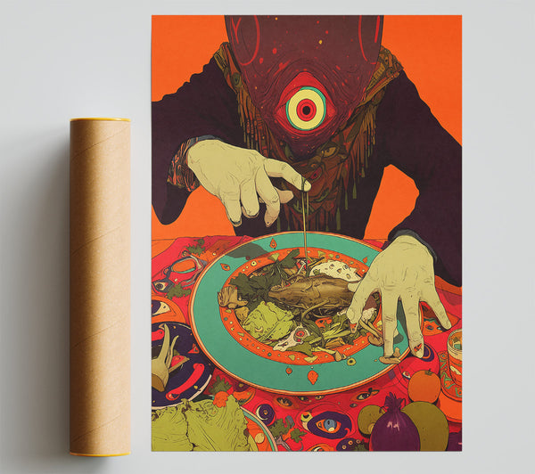 Orange Eye Feast Print