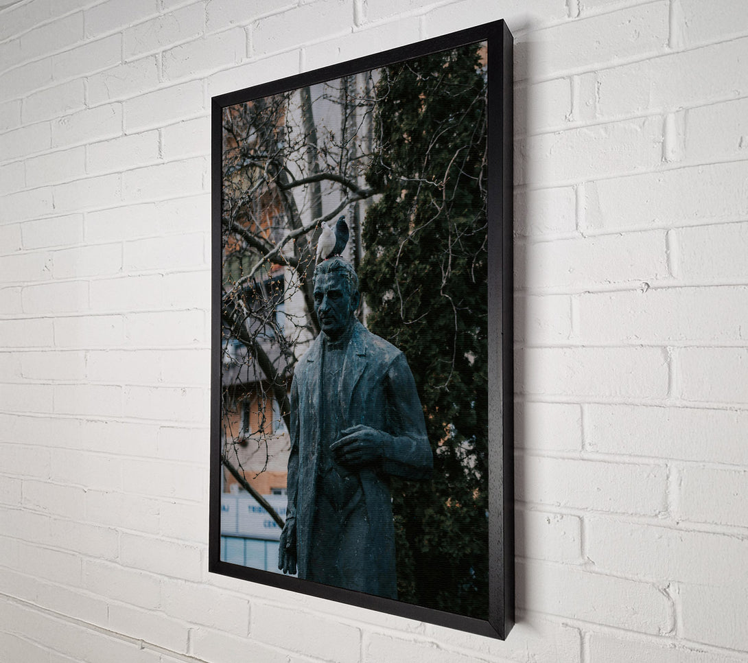 A Canvas Print of Bronze Statue With Birds Canvas Print