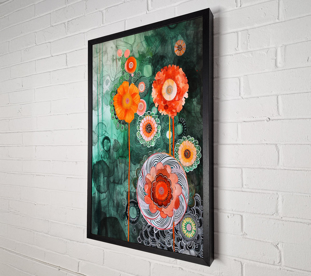  A Canvas Print of Orange Floral Dreamscape Canvas Wall Art