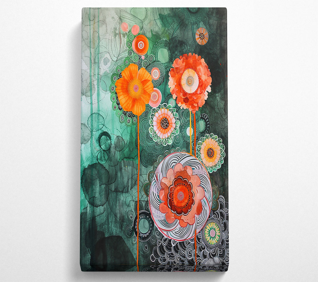  A Canvas Print of Orange Floral Dreamscape Canvas Wall Art