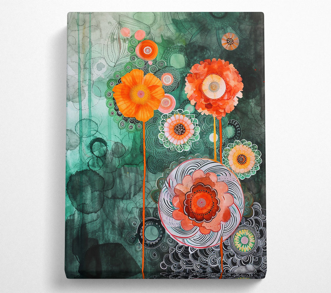  A Canvas Print of Orange Floral Dreamscape Canvas Wall Art