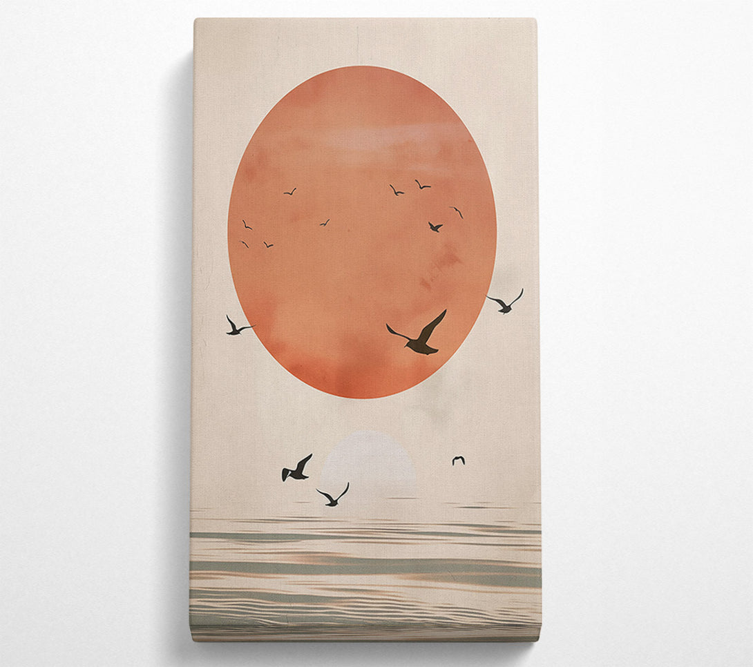  A Canvas Print of Salmon Sunset Flight Canvas Wall Art