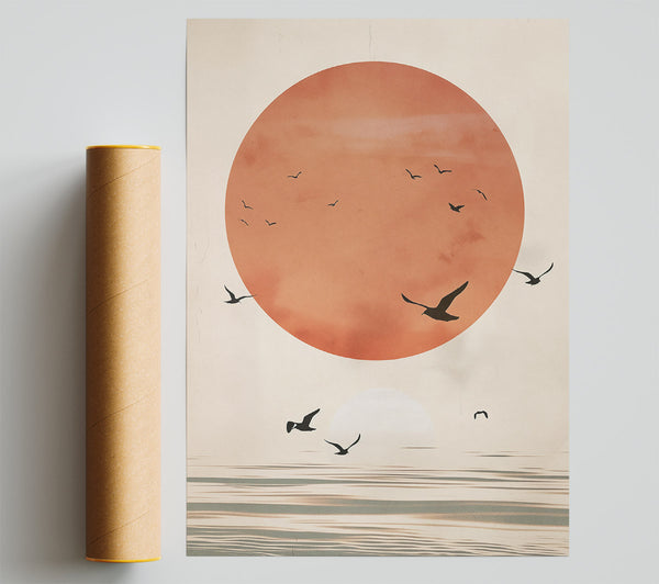 Salmon Sunset Flight Poster