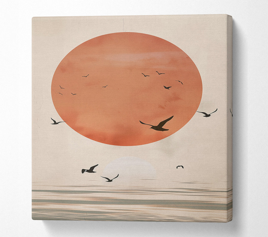  A Canvas Print of Salmon Sunset Flight Canvas Wall Art