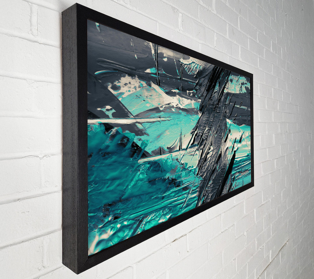  A Canvas Print of Teal And Black Abstract Canvas Art