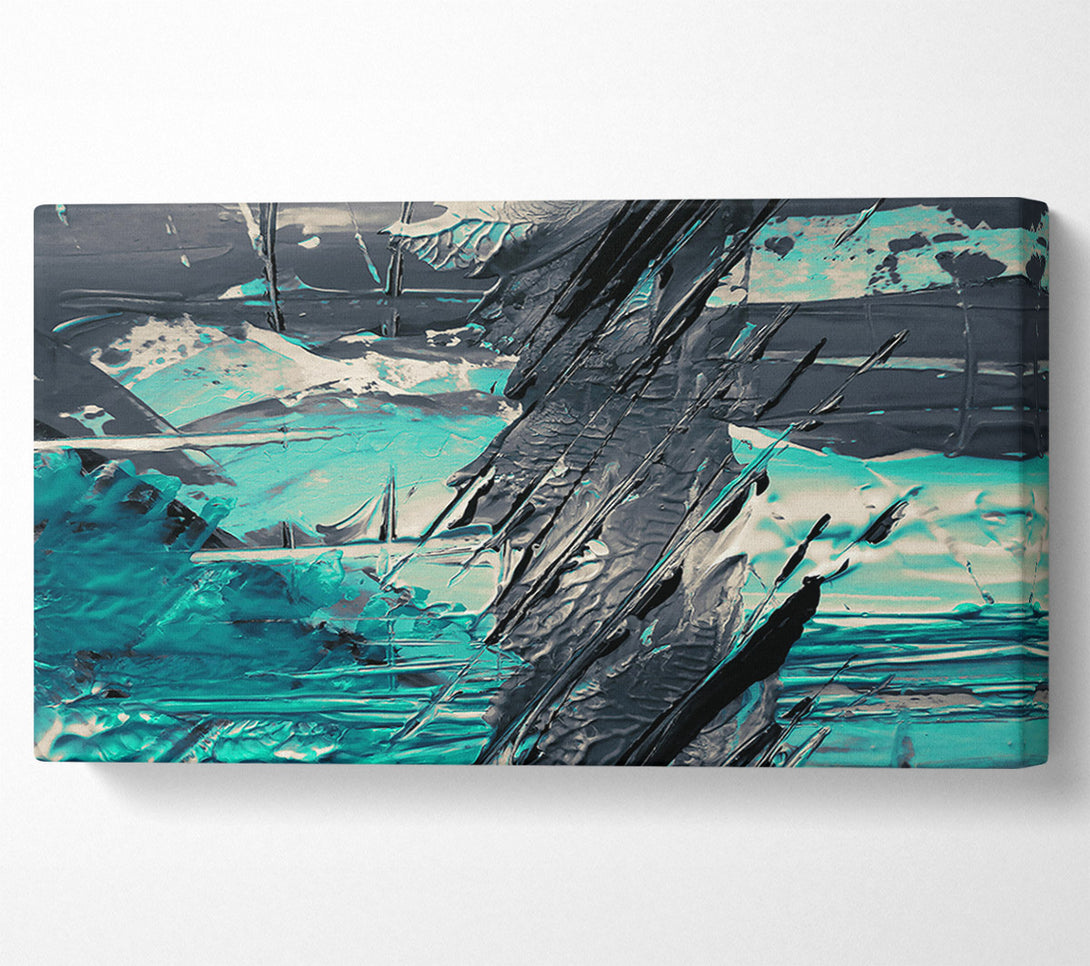  A Canvas Print of Teal And Black Abstract Canvas Art