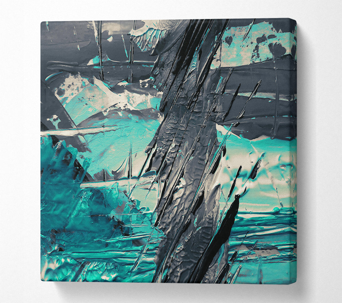  A Canvas Print of Teal And Black Abstract Canvas Art