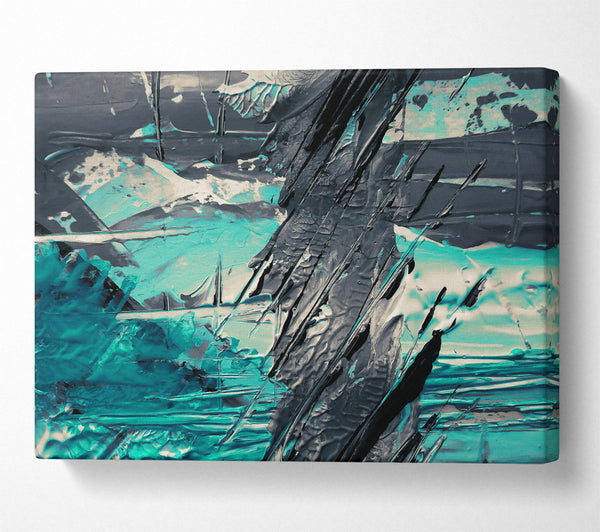 A Canvas Print of Teal And Black Abstract Canvas Art