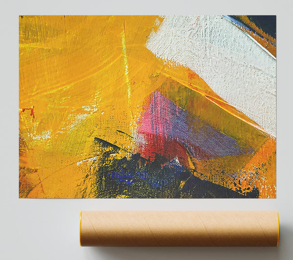 Golden Brushstrokes Abstract Poster