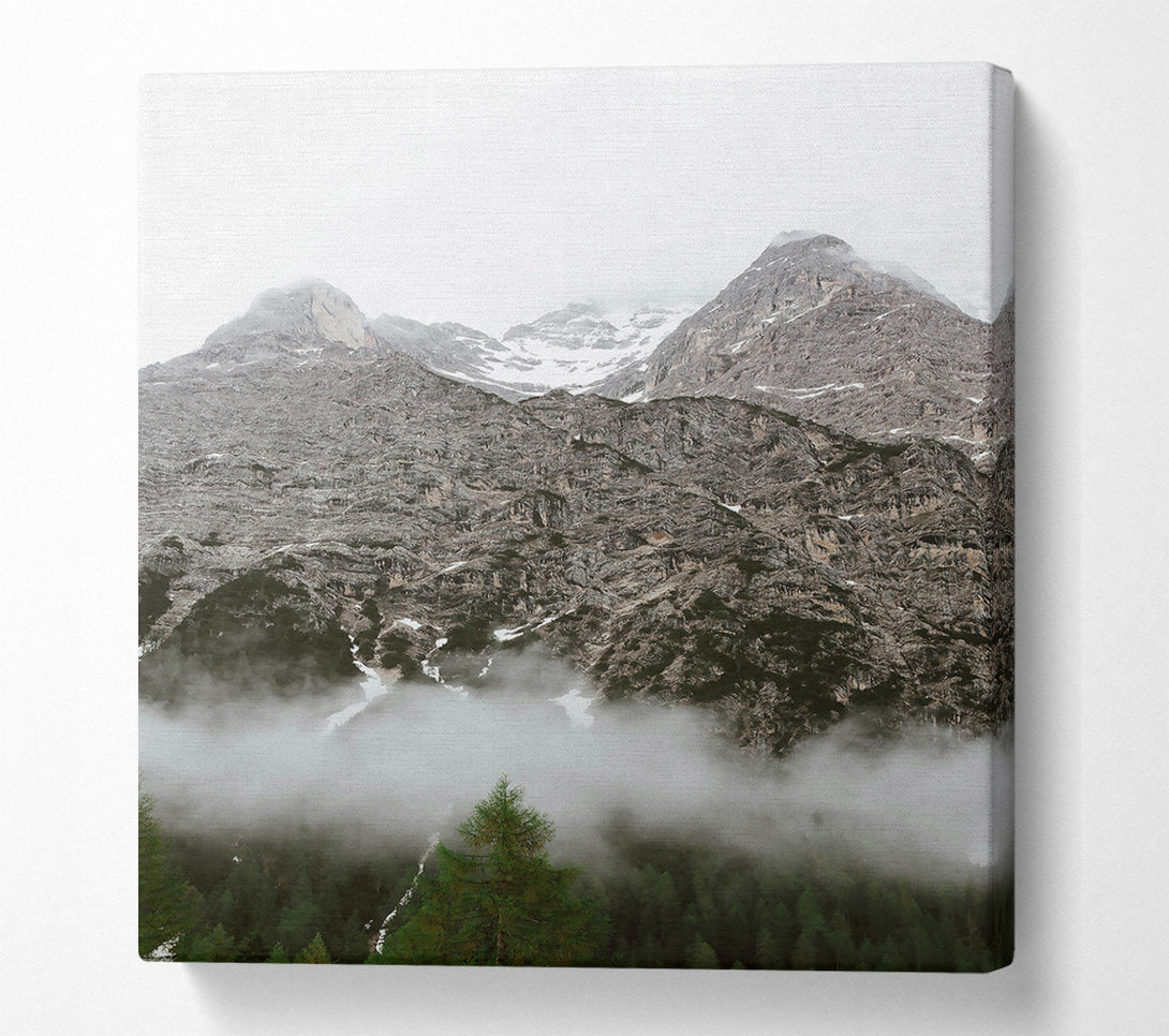  A Canvas Print of Grey Peaks In Fog Canvas Wall Art