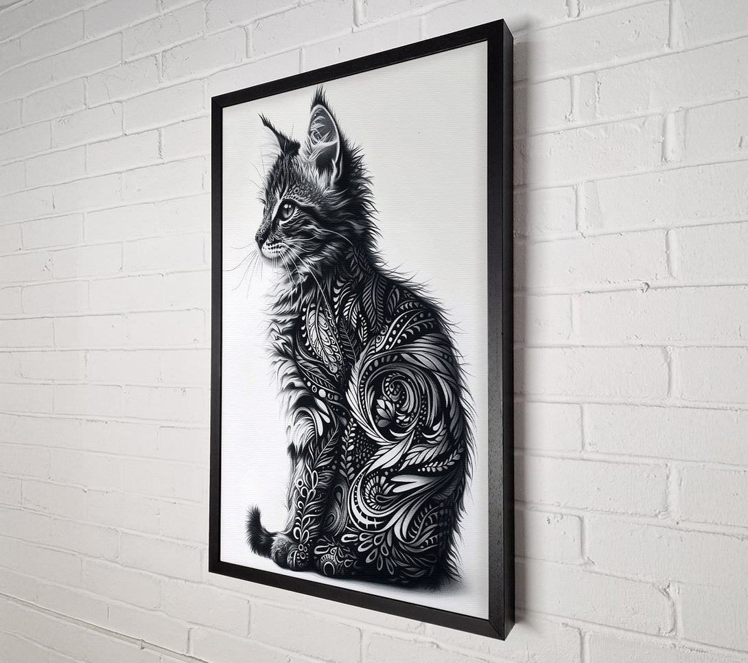  A Canvas Print of Black Feline Flourish Canvas Print