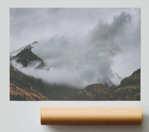 Gray Sky Mountain Mist Giclee Print
