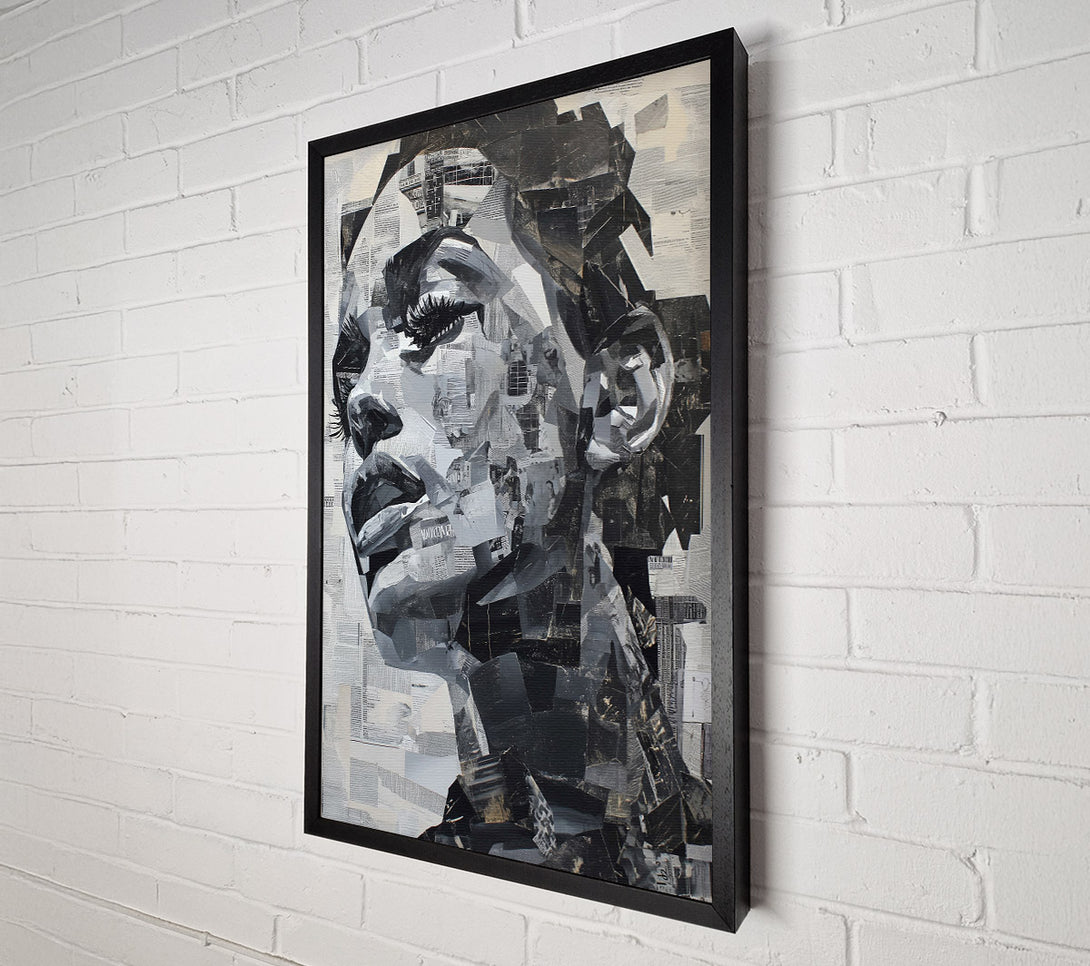  A Canvas Print of Collage Grey Text Graffiti Canvas Art