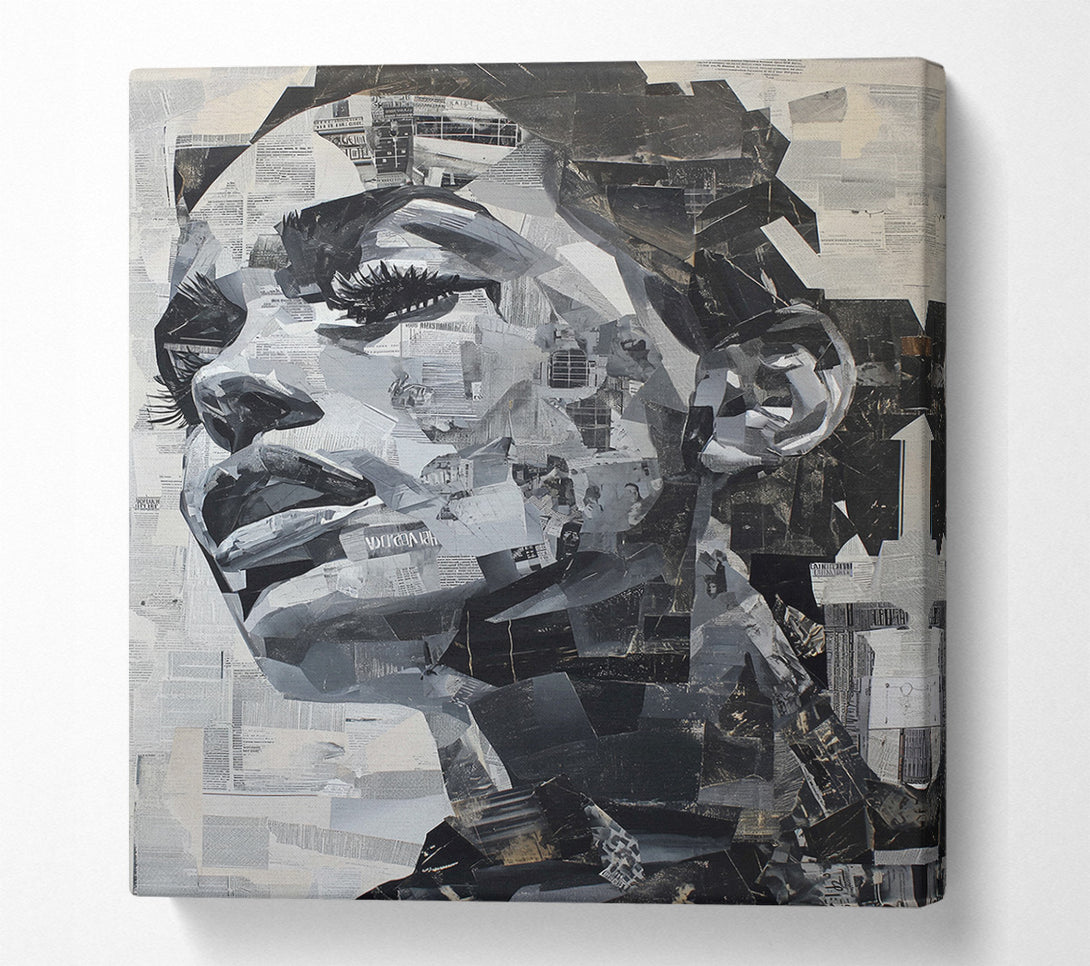  A Canvas Print of Collage Grey Text Graffiti Canvas Art