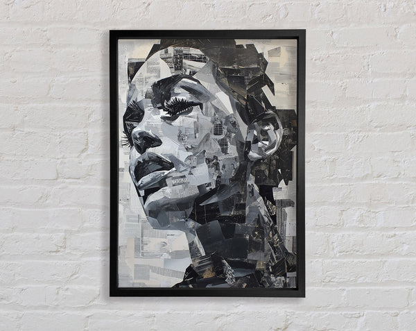 Collage Grey Text Graffiti Framed Print