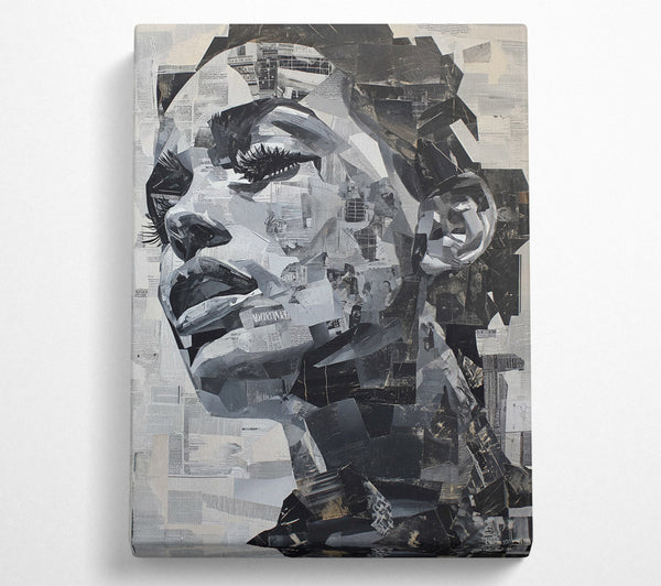  A Canvas Print of Collage Grey Text Graffiti Canvas Art