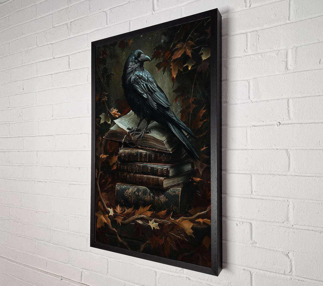  A Canvas Print of Black Raven And Old Books Canvas Print