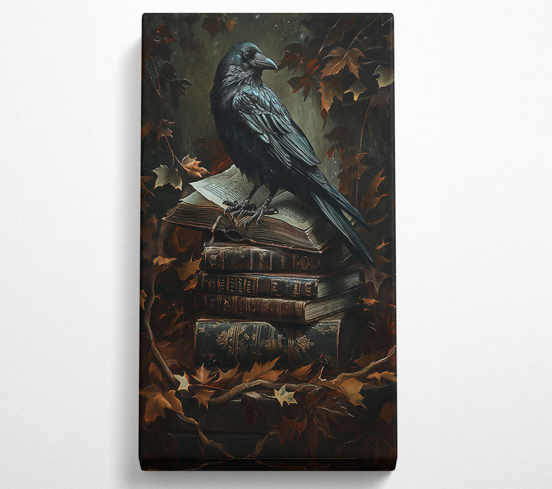  A Canvas Print of Black Raven And Old Books Canvas Print