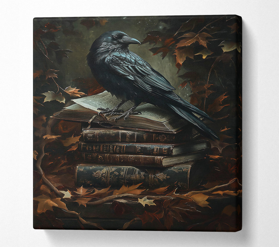  A Canvas Print of Black Raven And Old Books Canvas Print