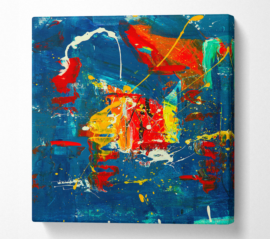  A Canvas Print of Azure Abstract Splash Canvas Wall Art