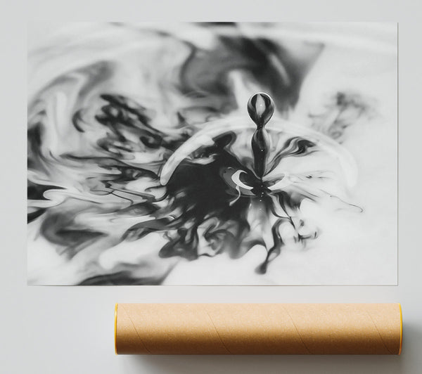 Black Ink Bloom Poster