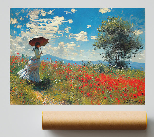 Crimson Poppy Field Poster