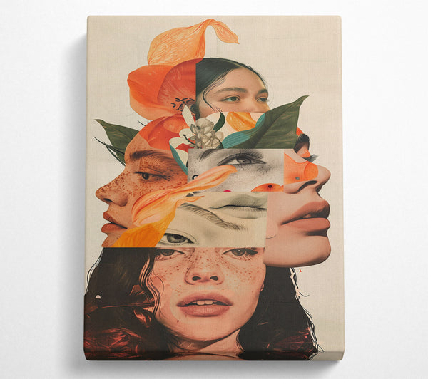  A Canvas Print of Collage Of Faces And Flowers Canvas Art