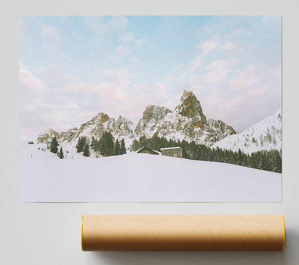 Pink Sky Mountainscape Poster