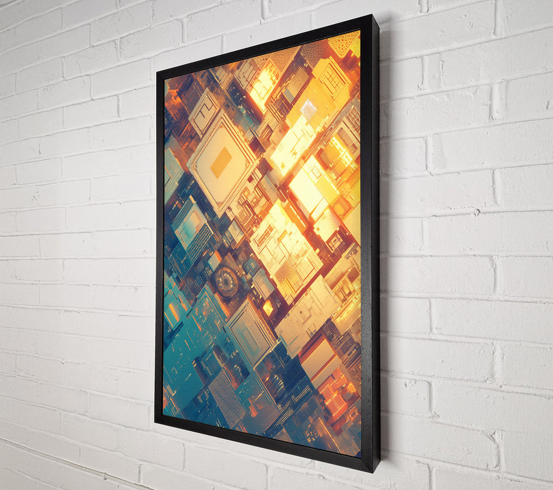  A Canvas Print of Golden Cityscape Grid Canvas Art