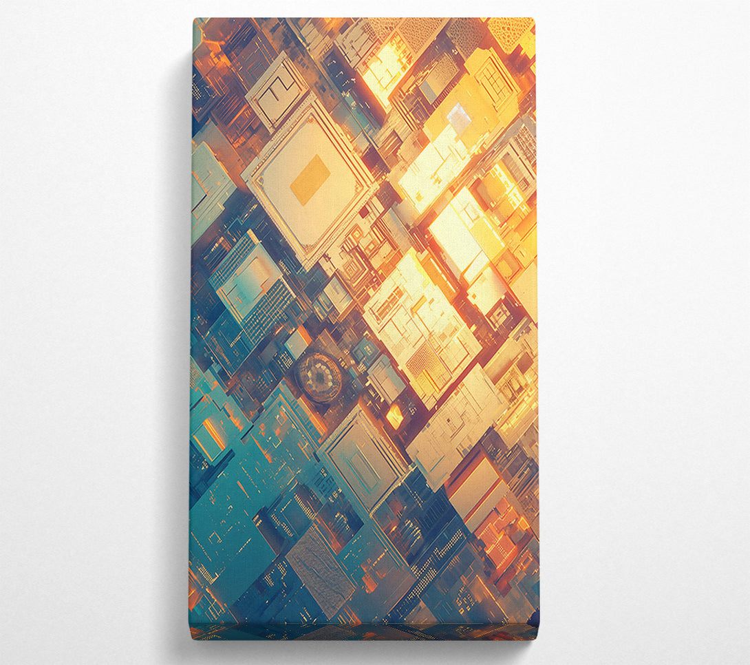  A Canvas Print of Golden Cityscape Grid Canvas Art