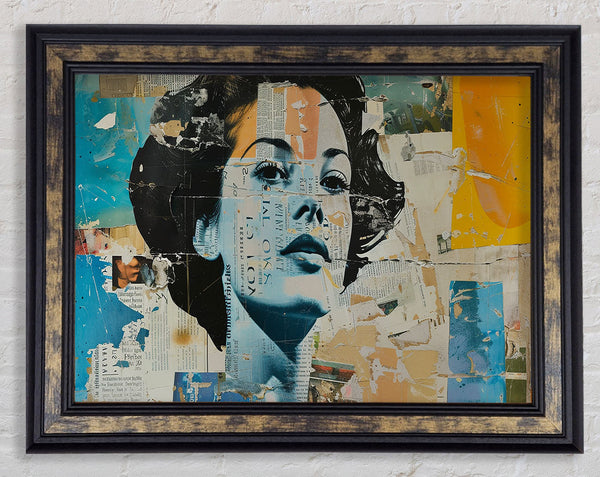 Collage Paper Cut Out Woman Framed Print