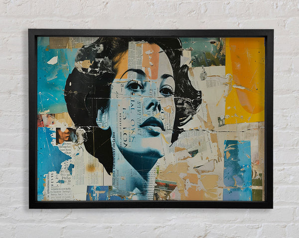 Collage Paper Cut Out Woman Framed Print