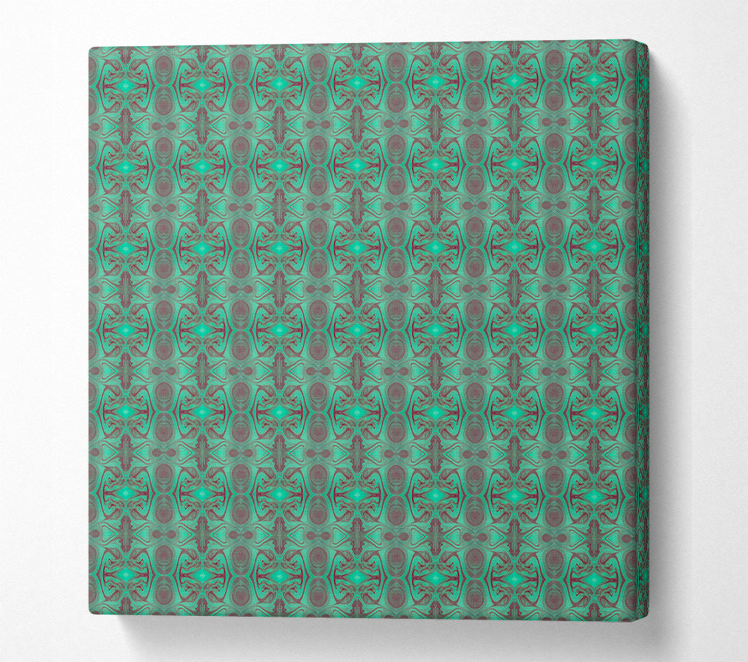  A Canvas Print of Teal Intertwined Pattern Canvas Wall Art