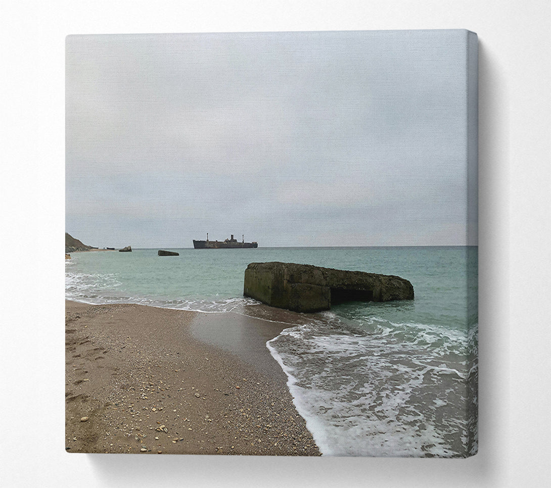  A Canvas Print of Teal Sea Shore Canvas Art