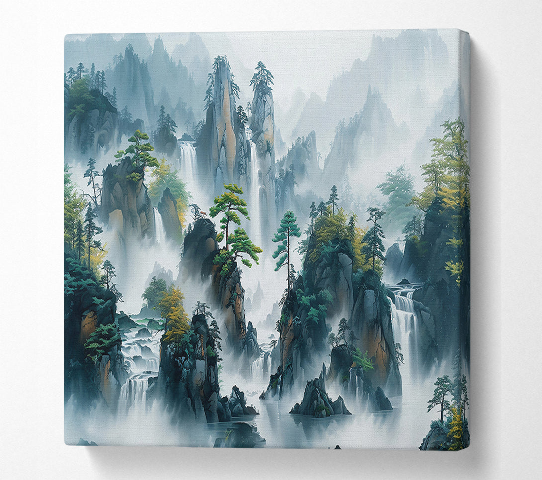  A Canvas Print of Blue Mist Waterfalls Canvas Print