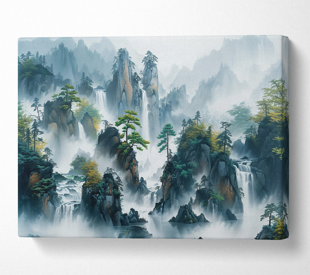  A Canvas Print of Blue Mist Waterfalls Canvas Print
