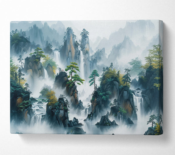  A Canvas Print of Blue Mist Waterfalls Canvas Print