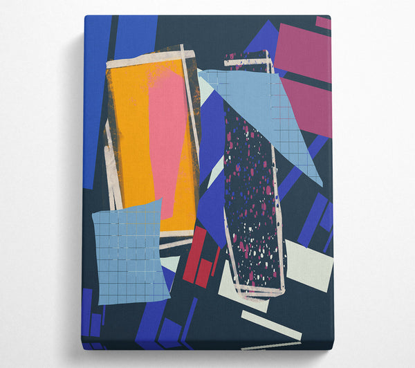  A Canvas Print of Blue Grid Collage Canvas Wall Art