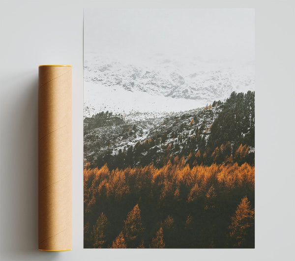 Golden Snow-Capped Peaks Print