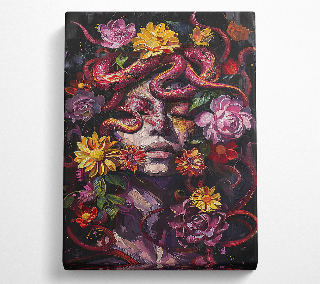  A Canvas Print of Crimson Floral Embrace Canvas Art