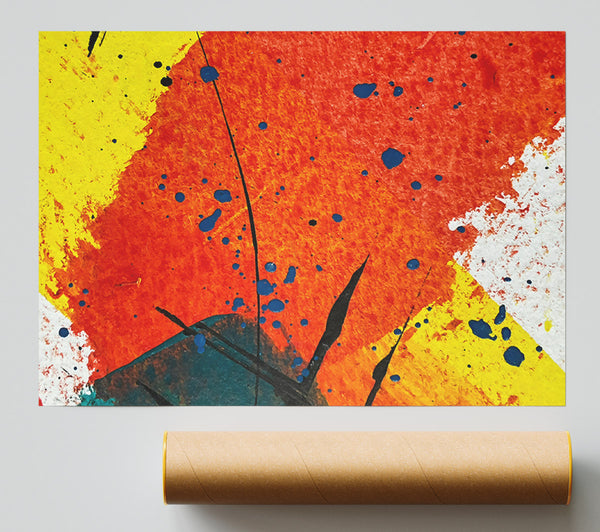 Orange Burst Splatter Giclee Print