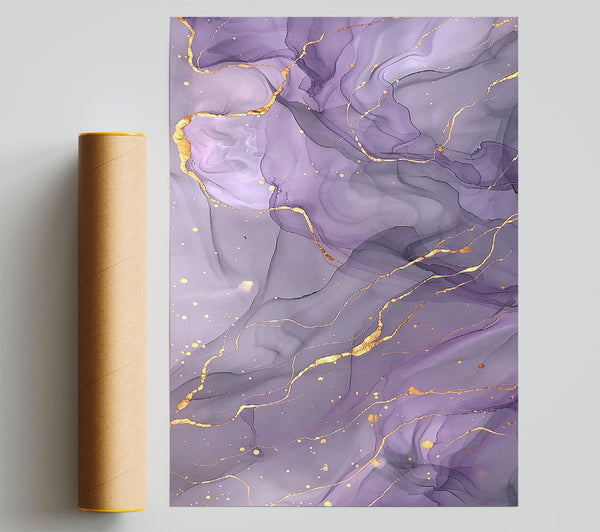 Lilac Swirls Of Gold Print