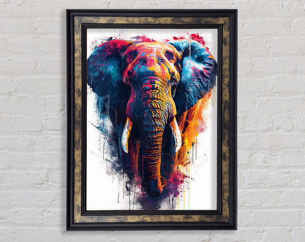 Colour Explosion Elephant Framed Print