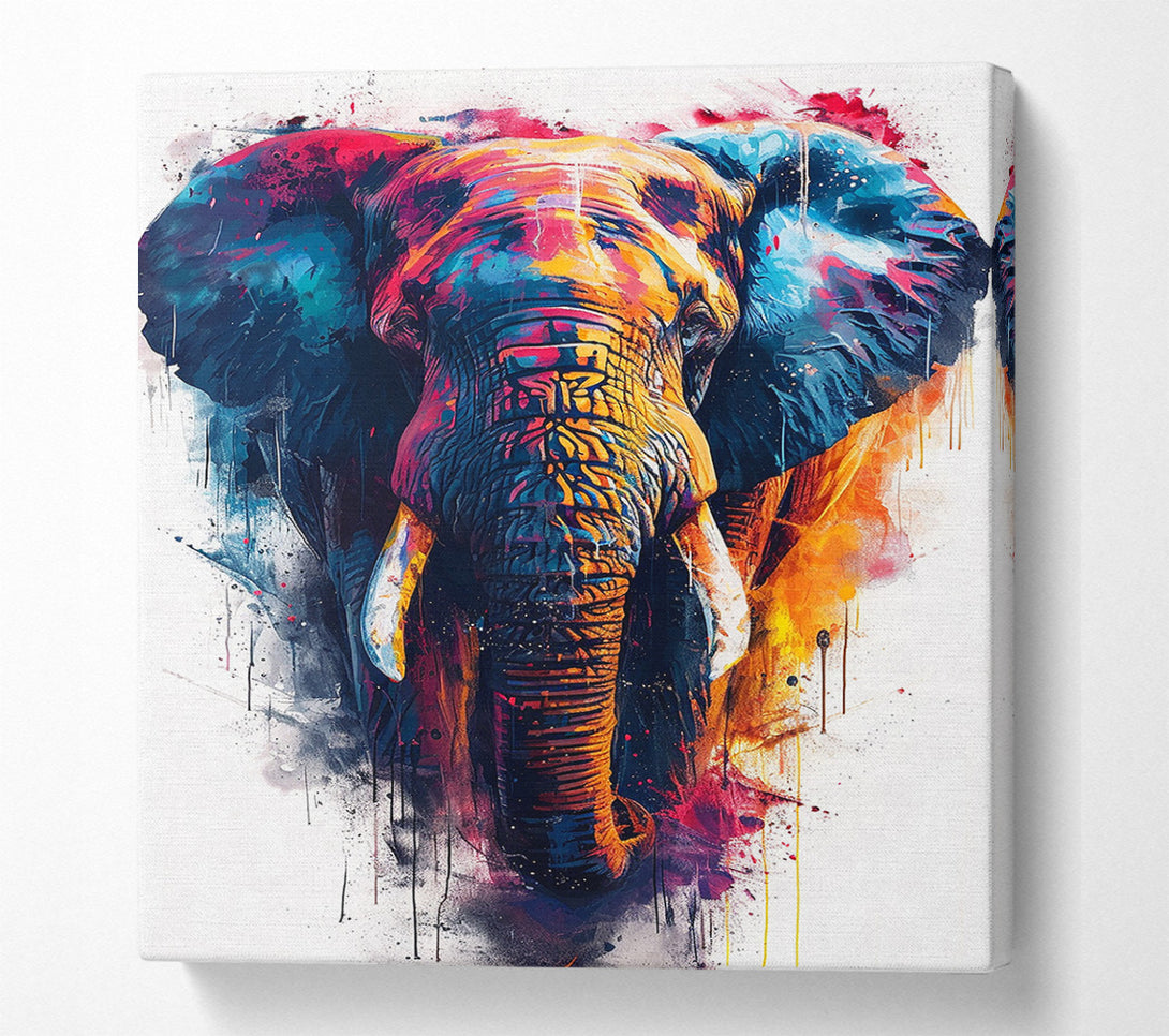  A Canvas Print of Colour Explosion Elephant Canvas Art